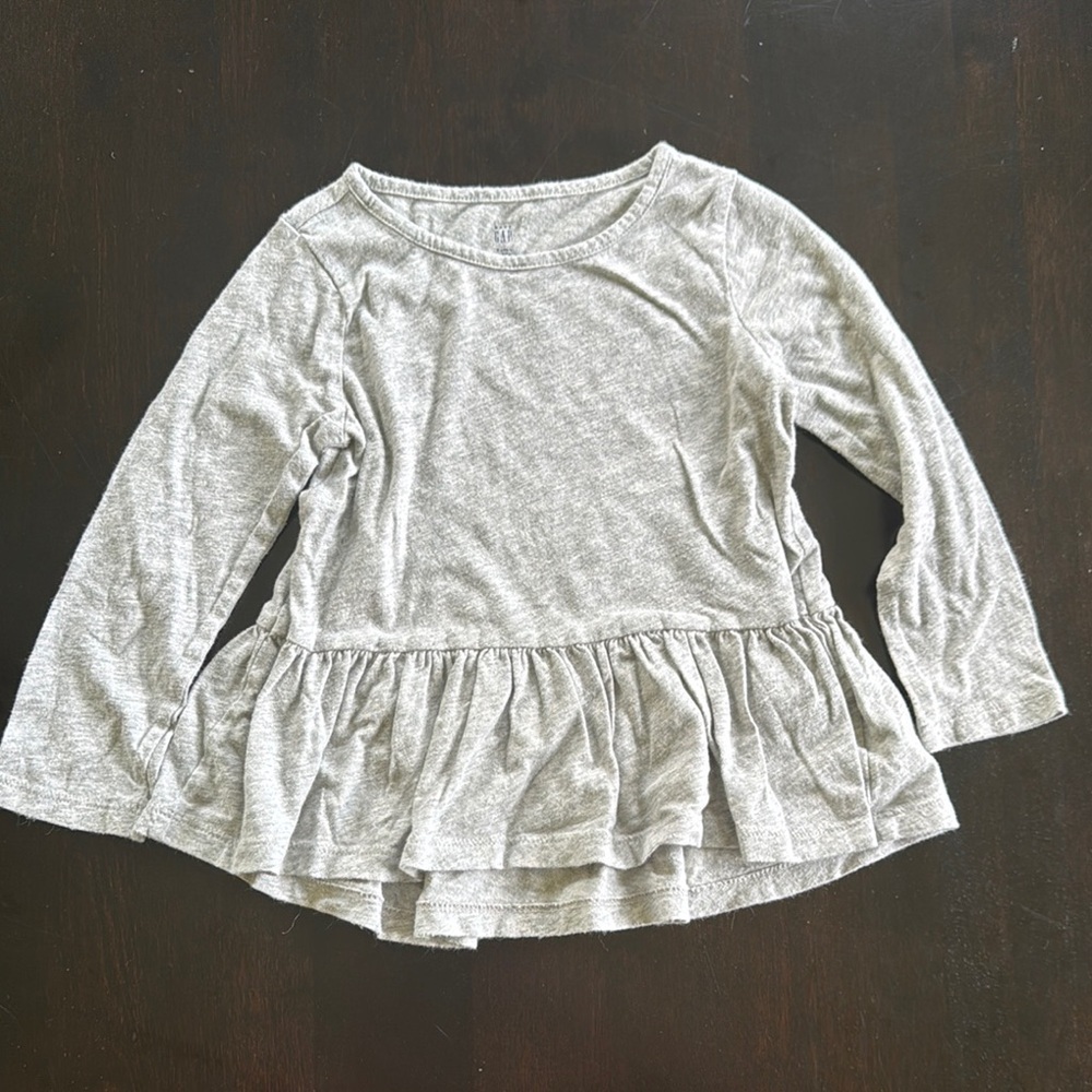 GAP Gray Long Sleeve Peplum Tee